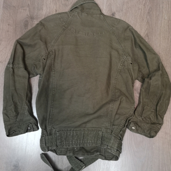 Vintage Linen Double Breasted Cropped Bomber Jacket - Picture 3 of 5